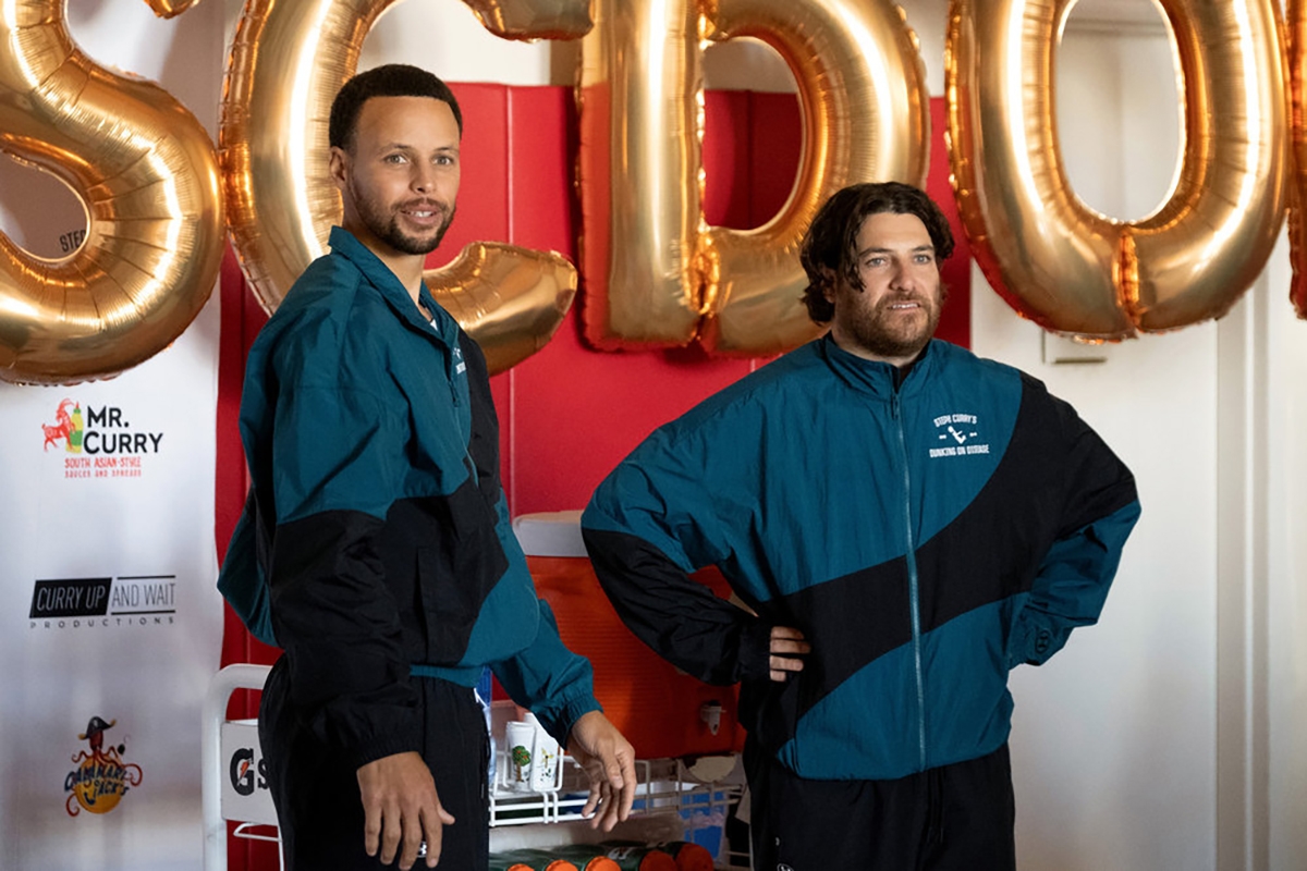 MR. THROWBACK -- ìEric Roth Costs a Fortune, Broî Episode 106 -- Pictured: (l-r) Stephen Curry as himself, Adam Pally as Danny