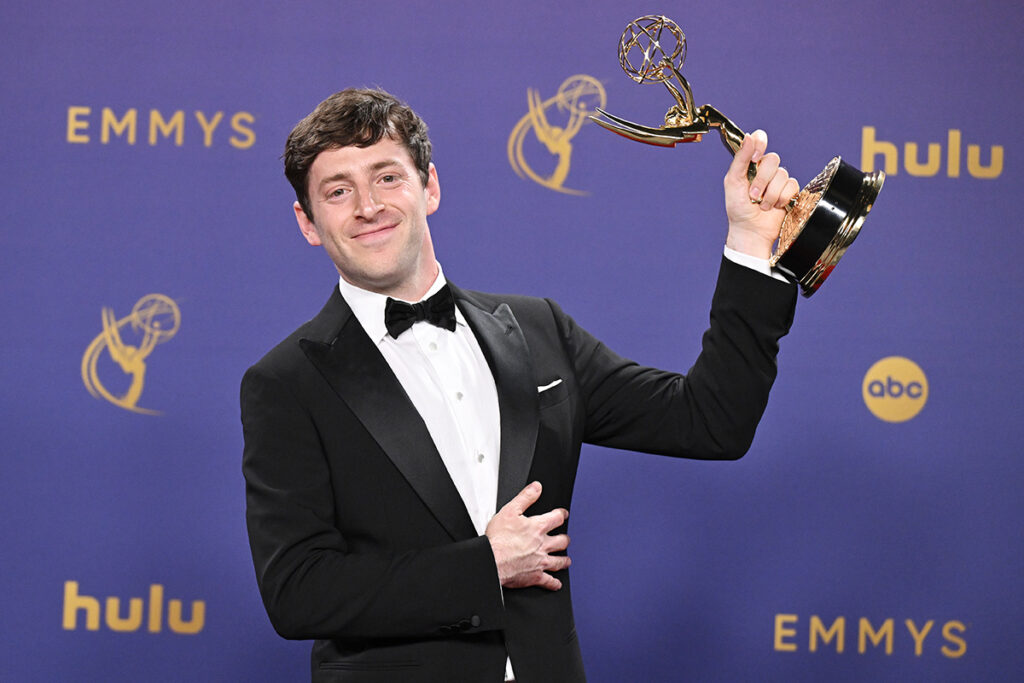 Alex Edelman, winner of the Outstanding Writing for a Variety Special for "Alex Edelman: Just for Us", at the 76th Primetime Emmy Awards held at Peacock Theater on September 15, 2024 in Los Angeles, California.