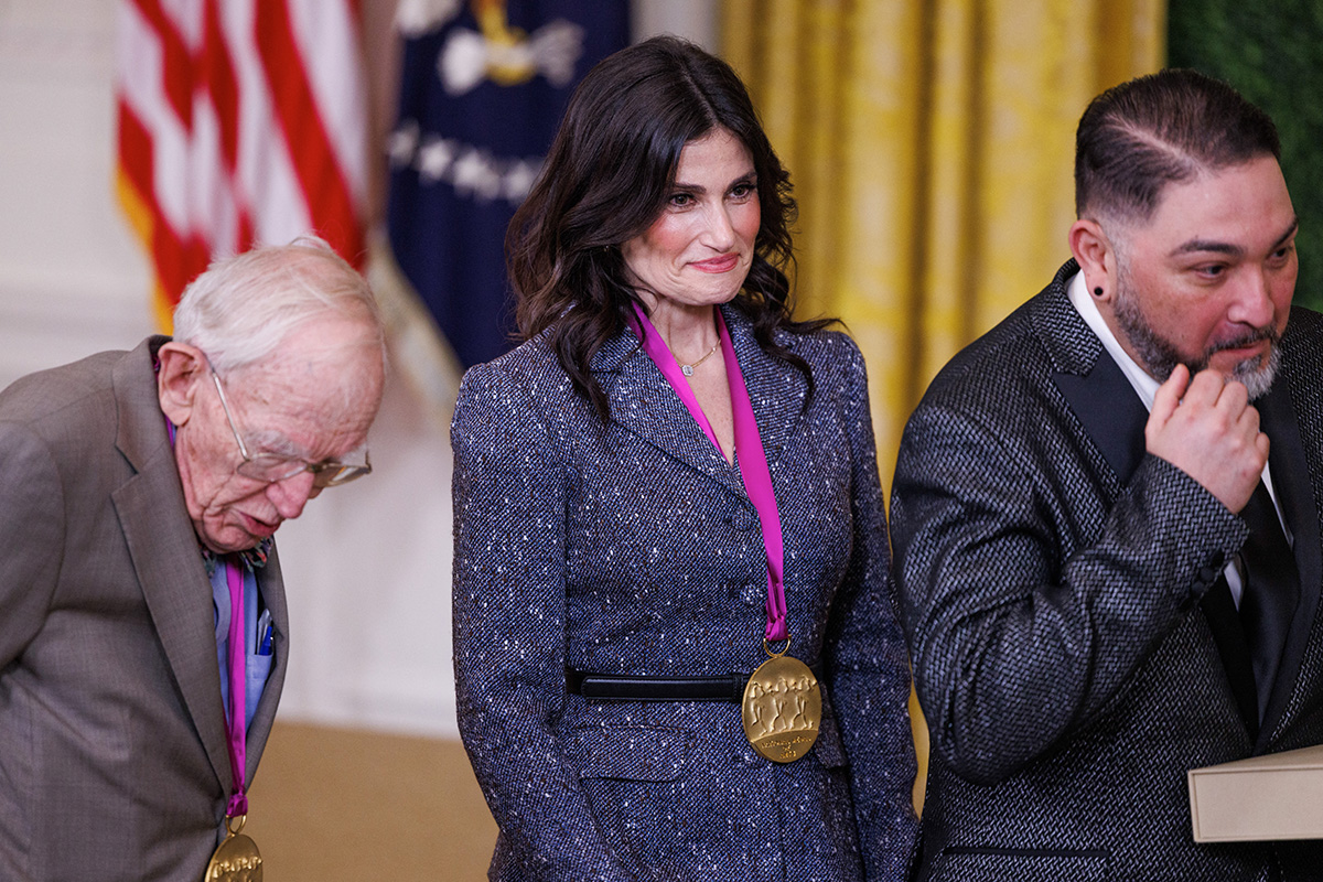 Actress and singer Idina Menzel is seen during an event celebrating recipients of the National Arts and Humanities awards on Monday, October 21, 2024 in Washington, District of Columbia in the East Room of the White House.