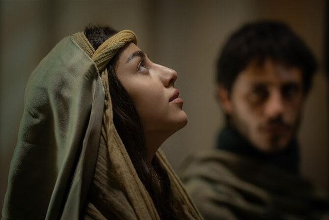 Mary. (L-R) Noa Cohen as Mary and Ido Tako as Joseph in Mary