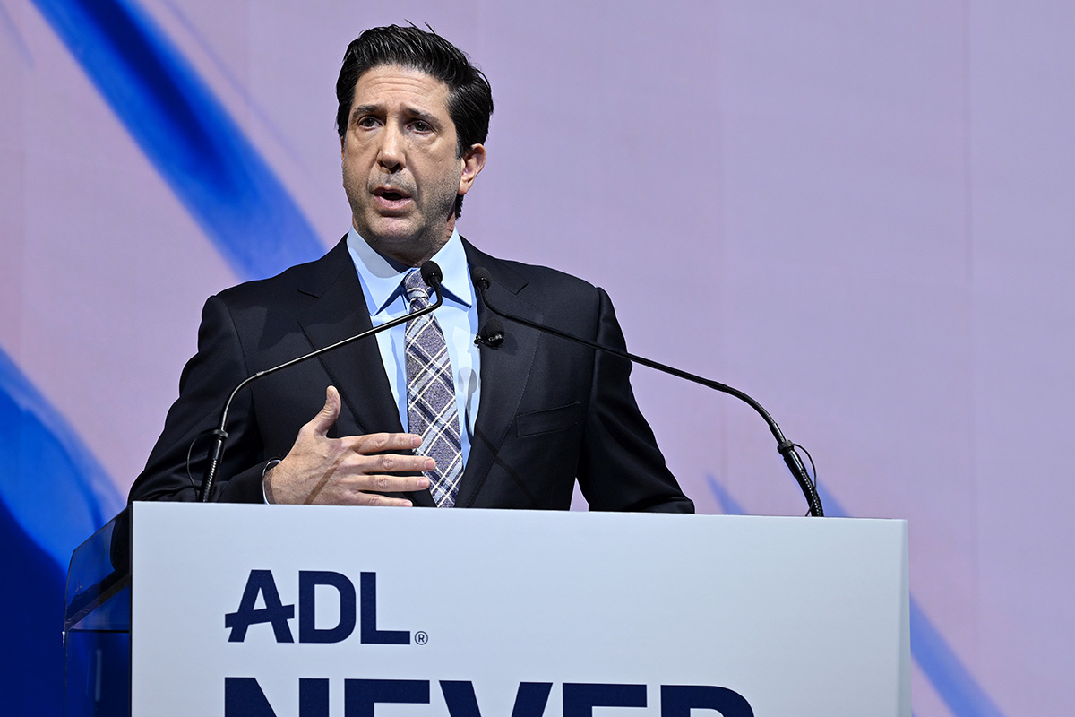 David Schwimmer presents the inaugural "Heroes Against Hate" recognition to 30+ influential and courageous voices at ADL Never Is Now at the Javits Center in NYC on March 4, 2025.